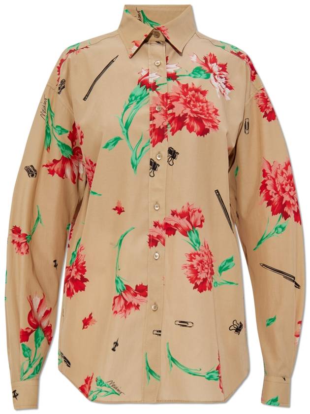 Moschino Shirt With Floral Motif, Women's, Beige - MOSCHINO - BALAAN 1