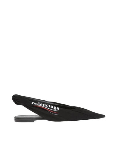 Wave Knife Logo Slingback Flat Black - BALENCIAGA - BALAAN 1