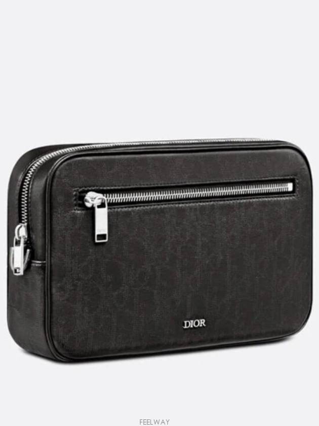 Toiletry Oblique Galaxy Leather Pouch Bag Black - DIOR - BALAAN 3