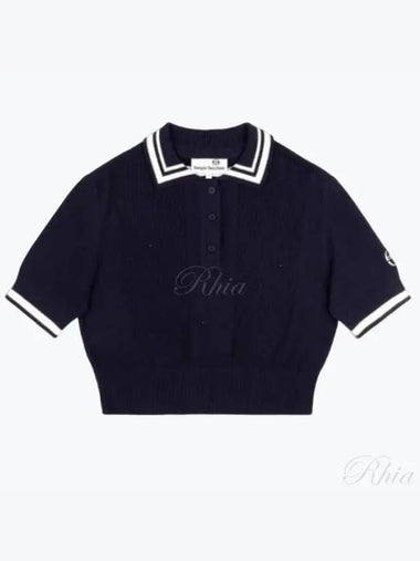 24 Perla Knit Crop Polo UKS24W10118 Maritime Blue Knitted - SERGIO TACCHINI - BALAAN 1