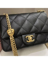 New Mini Caviar Heart Ball Flap Chain Cross Bag Black Gold AS3828 - CHANEL - BALAAN 4