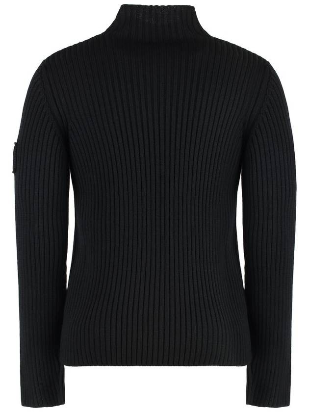 Knit logo patch wool mock turtleneck black - PRADA - BALAAN 3