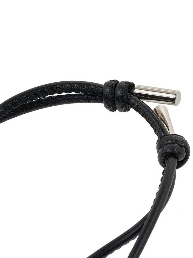 V Logo Signature Leather Bracelet Black - VALENTINO - BALAAN 5