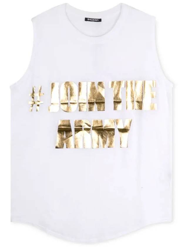 Women's Gold Print White Tank Top 8978 568I C0001 - BALMAIN - BALAAN 3