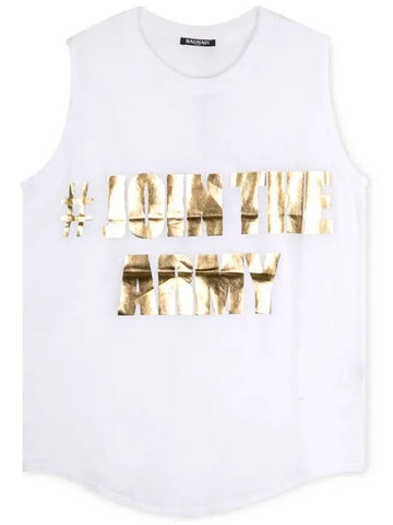 Women's Gold Print White Tank Top 8978 568I C0001 - BALMAIN - BALAAN 1