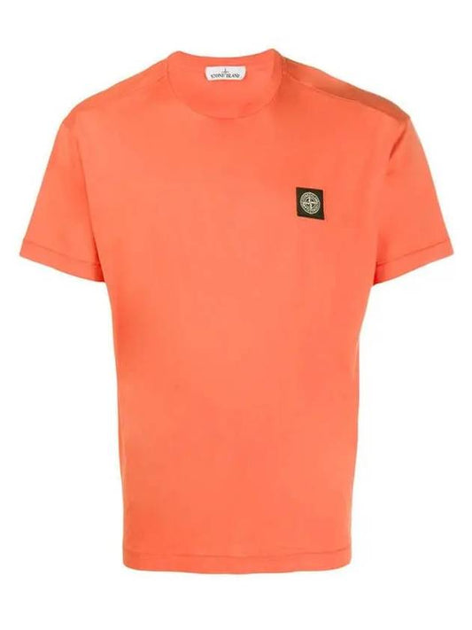 Logo Patch Short Sleeve T-Shirt Orange - STONE ISLAND - BALAAN 2