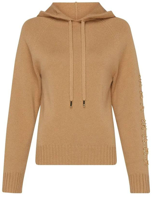 Women's Ananas Wool Cashmere Knit Hoodie Camel - MAX MARA - BALAAN 2