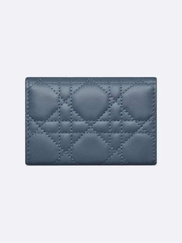 XS Lady Cannage Lambskin Half Wallet Pastel Midnight Blue - DIOR - BALAAN 5