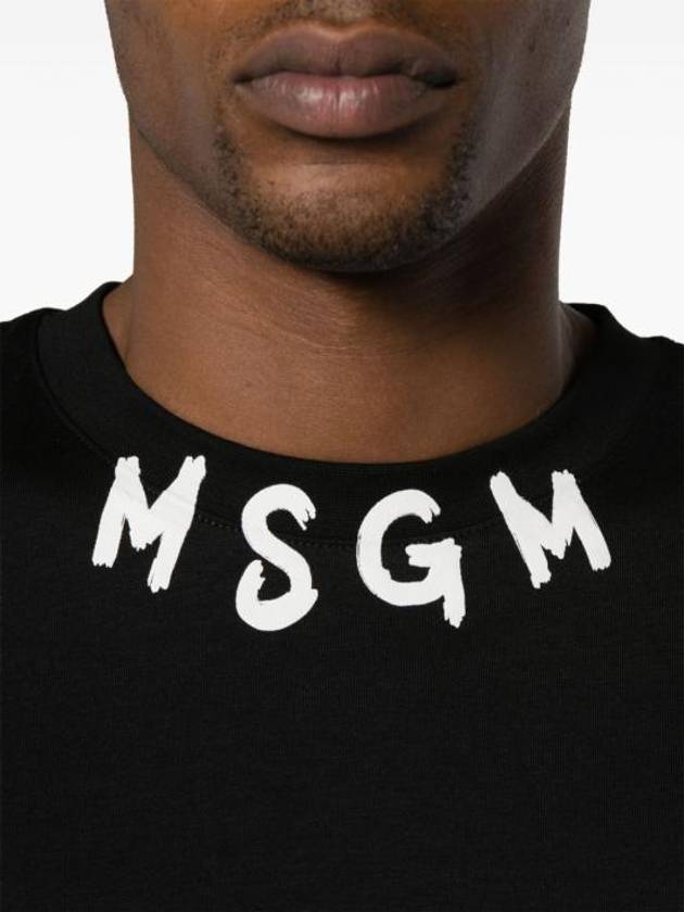 Logo Print Cotton Short Sleeve T-shirt Black - MSGM - BALAAN 4