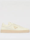 Leather Low Top Sneakers Ivory - PRADA - BALAAN 3