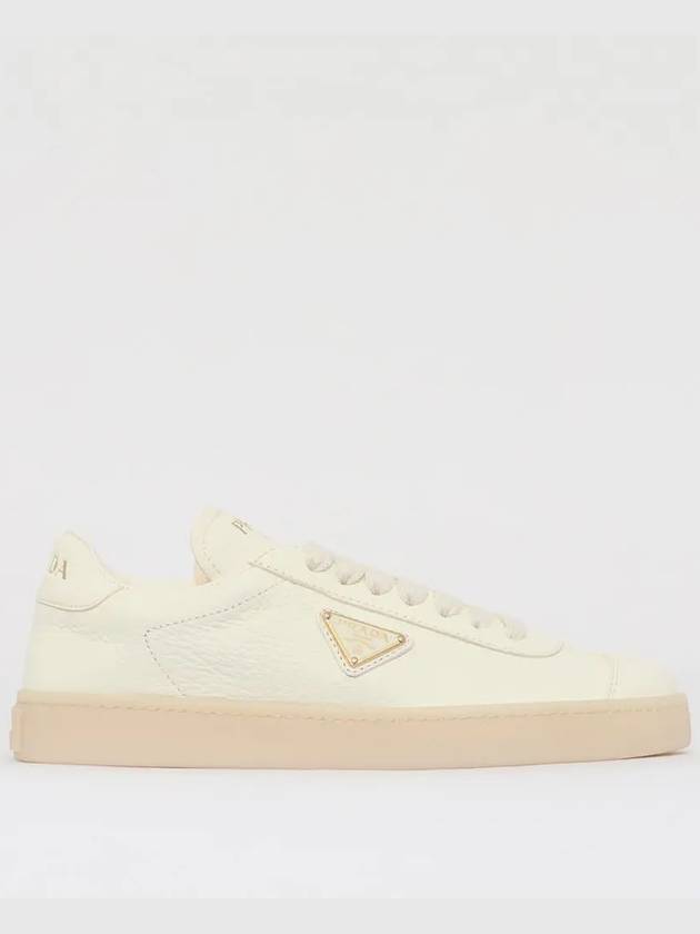 Leather Low Top Sneakers Ivory - PRADA - BALAAN 3