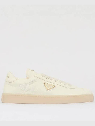 Leather Low Top Sneakers Ivory - PRADA - BALAAN 2