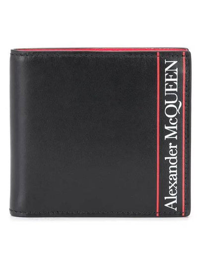 Men's Logo Printed Leather Half Wallet Black - ALEXANDER MCQUEEN - BALAAN 2