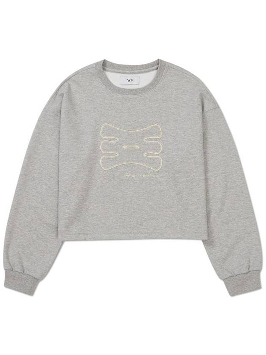 Sketch Oversized Crop Sweatshirt MELANGE - WEST GRAND BOULEVARD - BALAAN 2