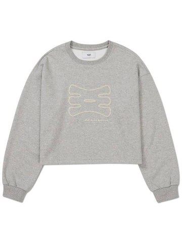 Sketch Oversized Crop Sweatshirt MELANGE - WEST GRAND BOULEVARD - BALAAN 1