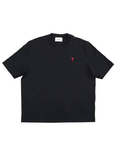 Small Heart Logo Boxy Fit Short Sleeve T-Shirt Black - AMI - BALAAN 2