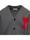 Big Heart Logo Wool Cardigan Grey - AMI - BALAAN 5