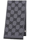 GG Wool Jacquard Scarf Grey - GUCCI - BALAAN 4