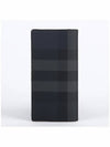 Logo Checked Leather Long Wallet Charcoal - BURBERRY - BALAAN 4