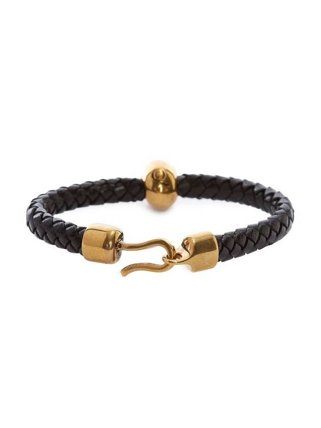 Men's Gold Skull Bracelet Black - ALEXANDER MCQUEEN - BALAAN.