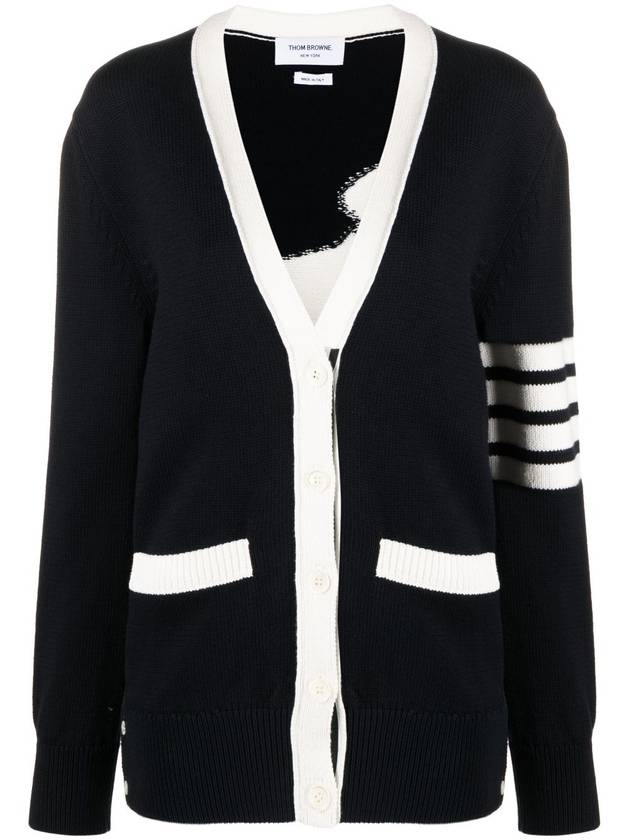 Thome Browne 4 Bar Cardigan Navy - THOM BROWNE - BALAAN 3