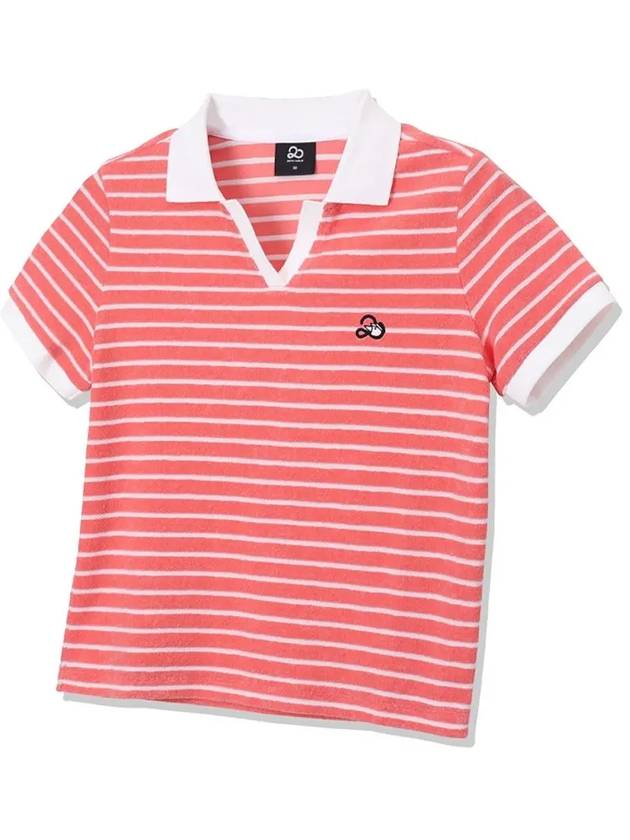 Striped Terry Collar T-Shirt Women RED - 20THHOLE - BALAAN 4