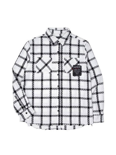 History Denim Patchwork Plaid Tweed Shirt White - BLACKBLOND - BALAAN 1