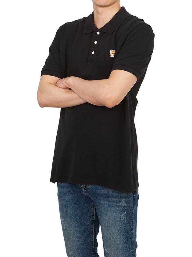 Fox Head Patch Cotton Polo Shirt Black - MAISON KITSUNE - BALAAN 5