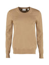 Check Patch Crew Neck Wool Knit Top Beige - BURBERRY - BALAAN 1