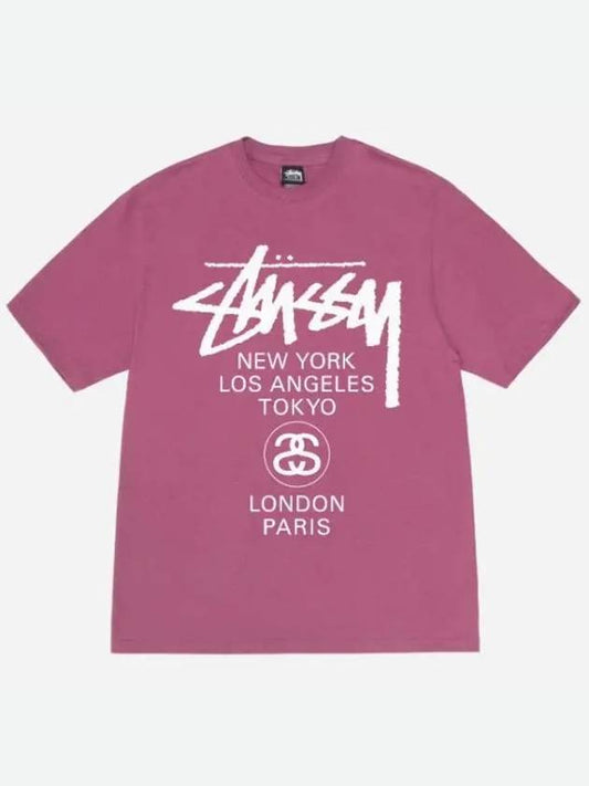 World Tour Short Sleeve T-Shirt Berry - STUSSY - BALAAN 2