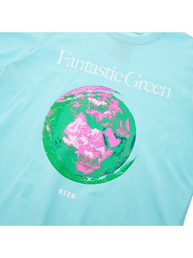 Fantastic Green Logo Short Sleeve T-Shirt Blue - MSGM - BALAAN 7