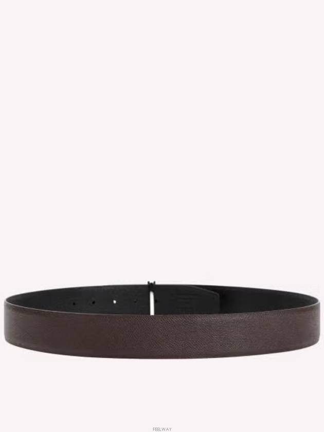 Men's T Logo Reversible Leather Belt Brown - TOM FORD - BALAAN 4