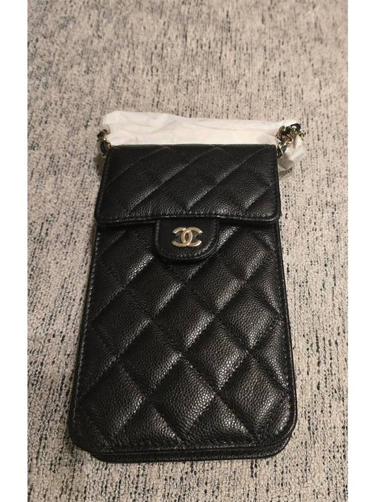 Classic phone holder bag cell cross quilted caviar gold AP3880 - CHANEL - BALAAN 1