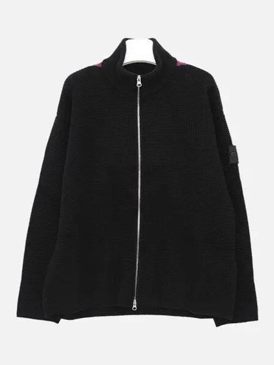 Shadow Reverse Stockinette Stitch Knit Track Jacket Black - STONE ISLAND - BALAAN 2