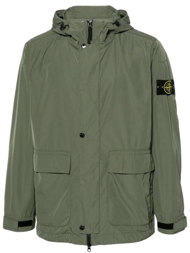 Logo Patch Hooded Jacket Olive - STONE ISLAND - BALAAN 1