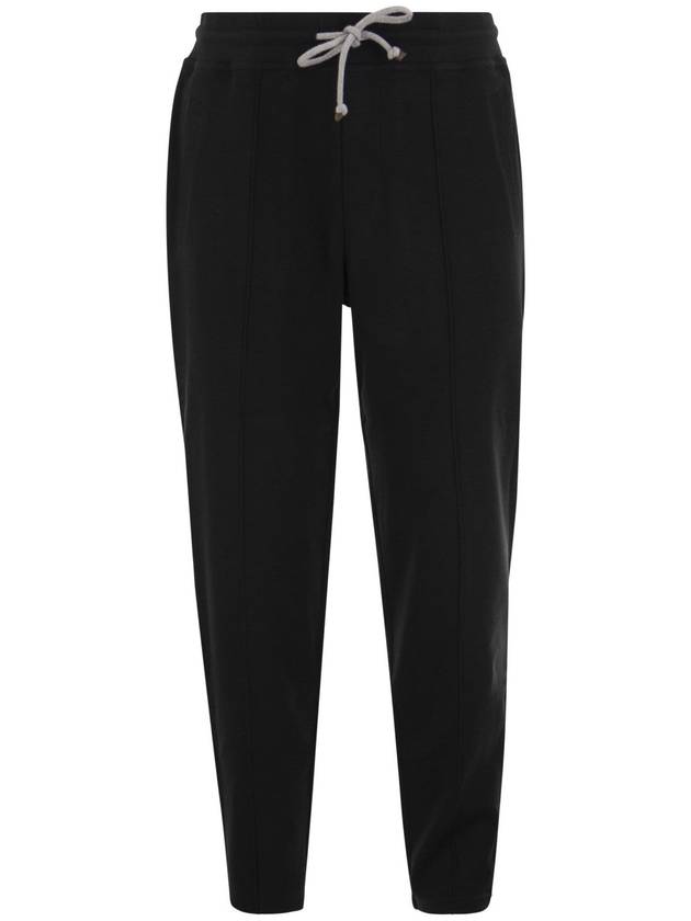 Men's Techno Fleece Cotton Track Pants Black - BRUNELLO CUCINELLI - BALAAN 2