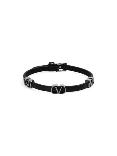 Valentino 5Y2J0M98 UQC 0NO J0M98 Garavani V logo leather bracelet - RED VALENTINO - BALAAN 2