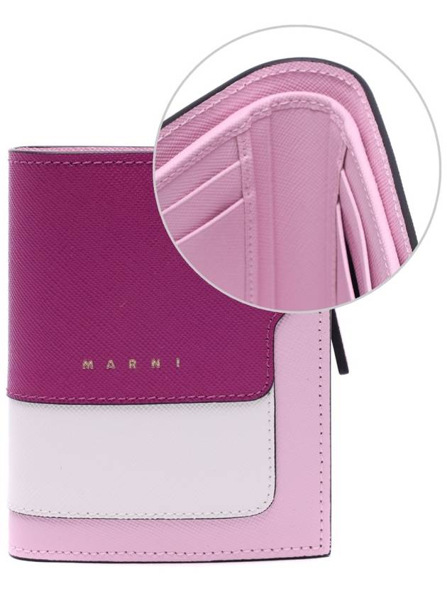 Color Block Leather Half Wallet Purple - MARNI - BALAAN 2