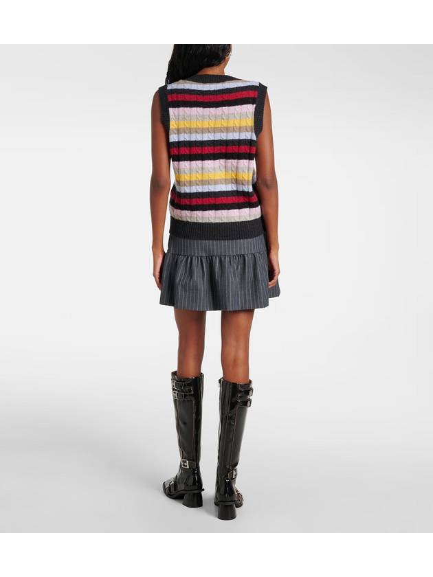 V-Neck Striped Knit Vest - GANNI - BALAAN 4