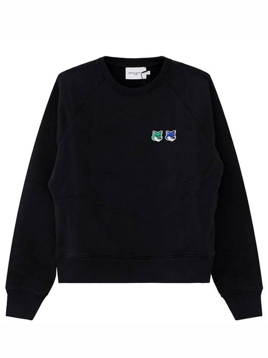 KW00308KM0001 BK Double Monochrome Fox Women's Sweatshirt Black - MAISON KITSUNE - BALAAN 1