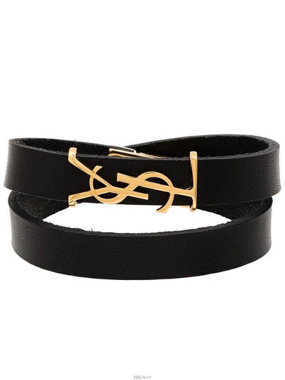 Monogram Double Wrap Bracelet Black - SAINT LAURENT - BALAAN 2