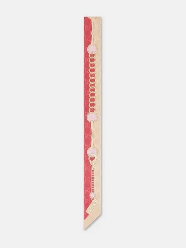 GG Chain Print Silk Neck Bow Pink 7748193G0015872 - GUCCI - BALAAN 2