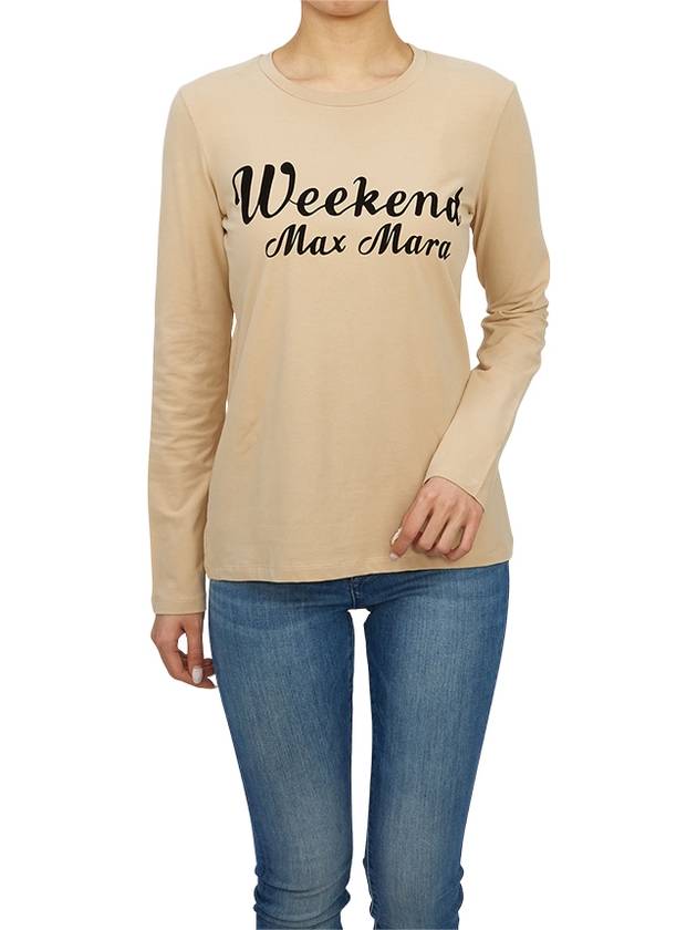 Quinoa Logo Print Long Sleeve T-Shirt Beige - MAX MARA - BALAAN 5