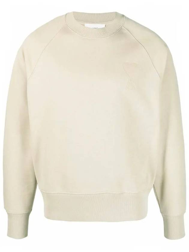 Heart Logo Overfit Sweatshirt Beige - AMI - BALAAN 3