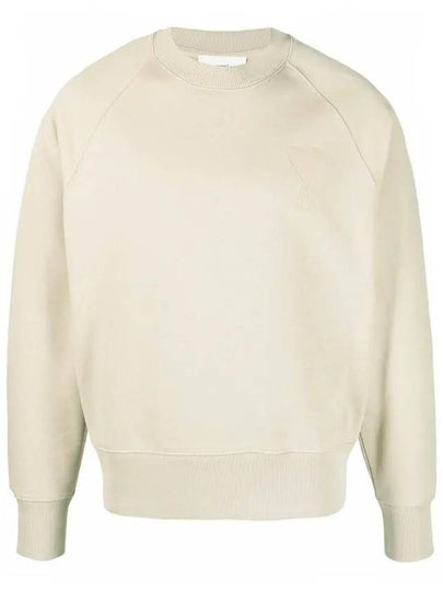 Heart Logo Overfit Sweatshirt Beige - AMI - BALAAN 2