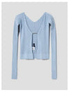 La Maille Pralu Longue Micro Charm Logo Cardigan Light Blue - JACQUEMUS - BALAAN 2