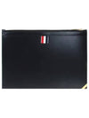 Three Stripes Tab Enamel Corner In Box Document Small Clutch Bag Black - THOM BROWNE - BALAAN 5