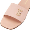 Women's Monogram Motif Leather Slippers Dusty Pink - BURBERRY - BALAAN.