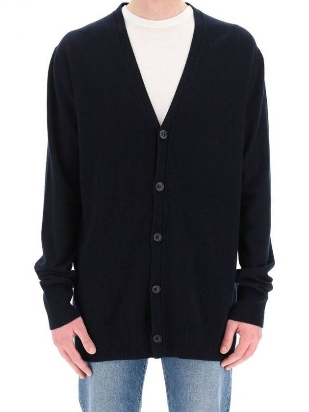 Signature Stitch V-neck Wool Cardigan Navy - MAISON MARGIELA - BALAAN 9