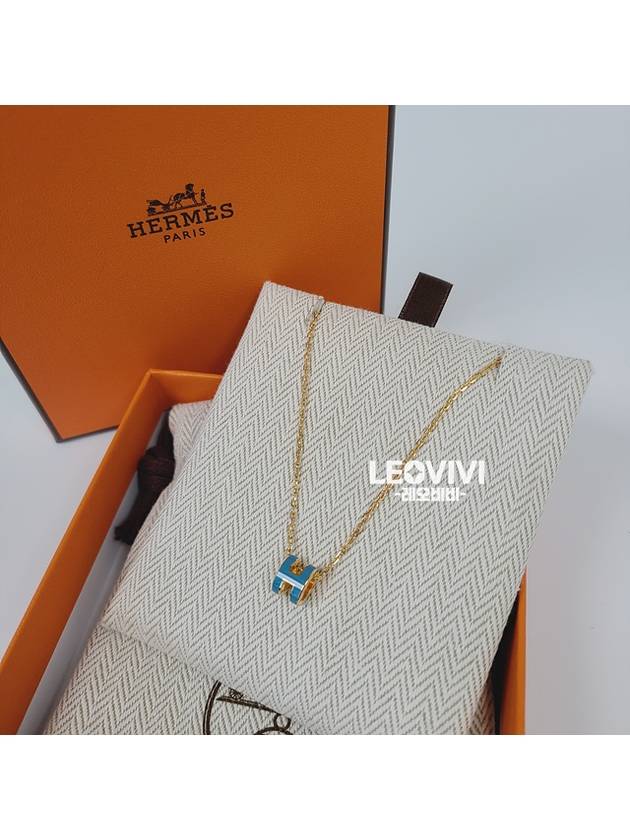 Pop H Pendant Mini PopAche Necklace Necklace Blue Jeans Yellow Gold - HERMES - BALAAN 10